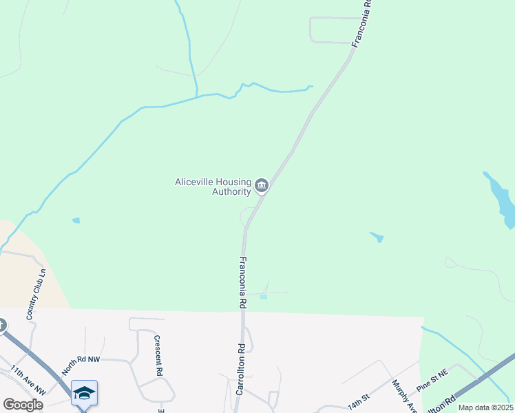 map of restaurants, bars, coffee shops, grocery stores, and more near Franconia Road in Aliceville