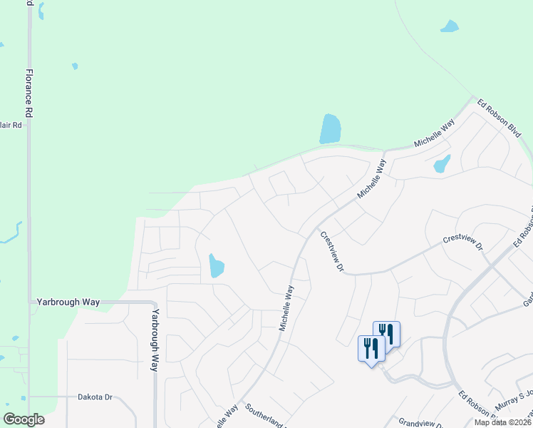 map of restaurants, bars, coffee shops, grocery stores, and more near 8216 American Way in Denton
