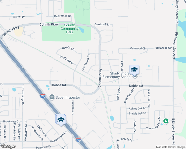 map of restaurants, bars, coffee shops, grocery stores, and more near 4110 Waverly Road in Corinth