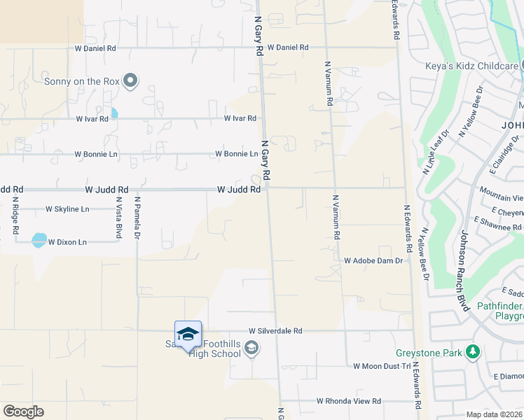 map of restaurants, bars, coffee shops, grocery stores, and more near 29089 North Gary Road in Queen Creek