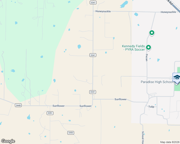 map of restaurants, bars, coffee shops, grocery stores, and more near 904 County Road 3341 in Paradise