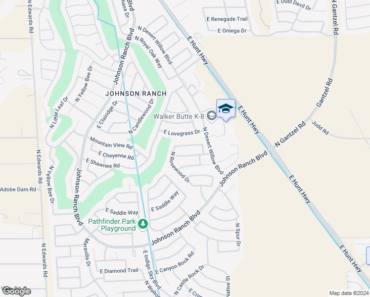 map of restaurants, bars, coffee shops, grocery stores, and more near 915 East Dragon Fly Road in Queen Creek