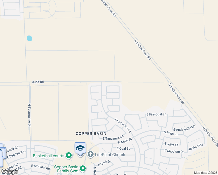 map of restaurants, bars, coffee shops, grocery stores, and more near 4060 East Mica Road in Queen Creek