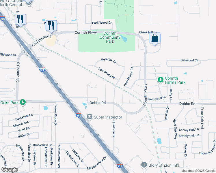 map of restaurants, bars, coffee shops, grocery stores, and more near 2004 Mayfield Circle in Corinth