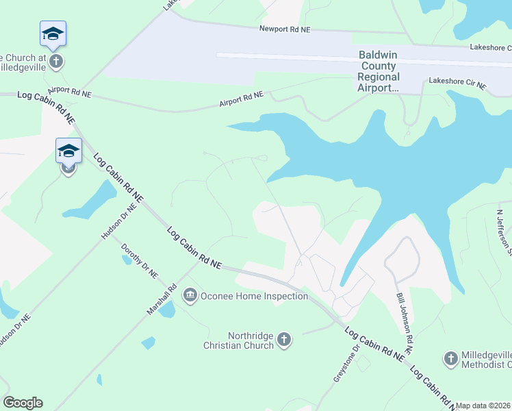 map of restaurants, bars, coffee shops, grocery stores, and more near 105 Waterford Court in Milledgeville