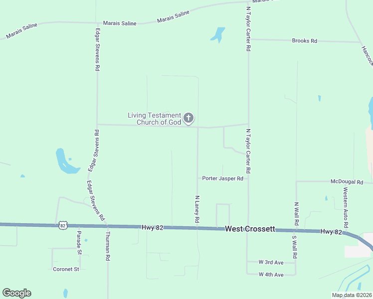 map of restaurants, bars, coffee shops, grocery stores, and more near 601 North Laney Road in Crossett