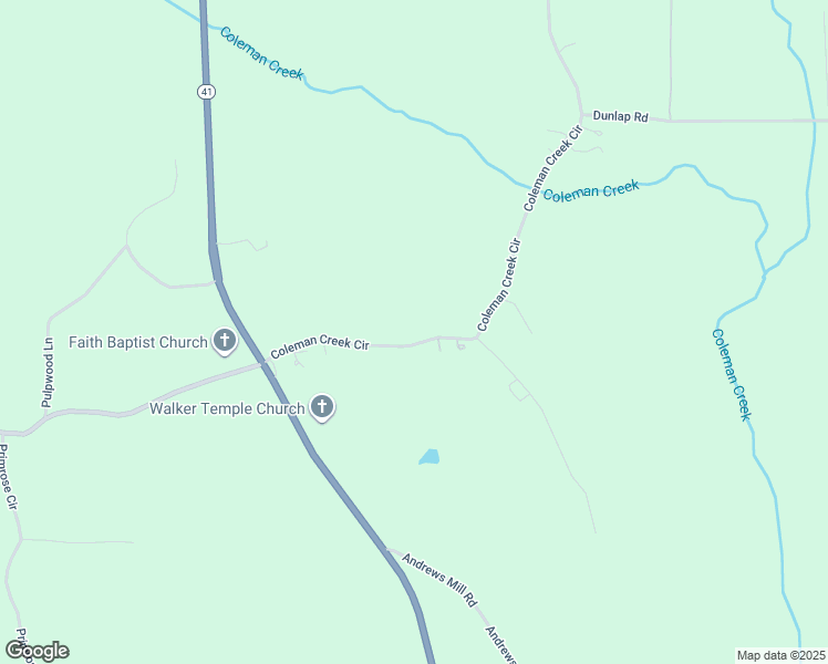 map of restaurants, bars, coffee shops, grocery stores, and more near 353 Coleman Creek Circle in Luthersville