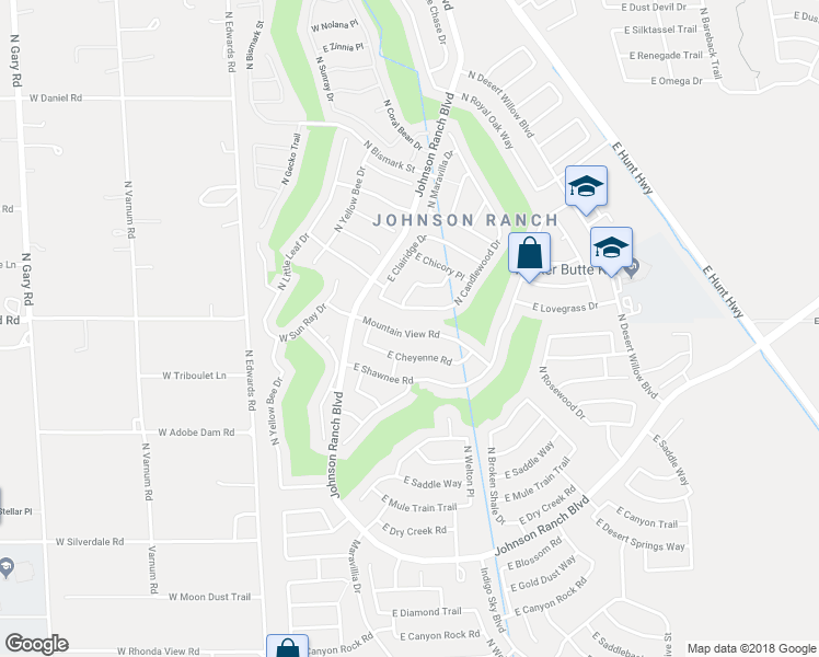 map of restaurants, bars, coffee shops, grocery stores, and more near 292 Mountain View Road in Queen Creek