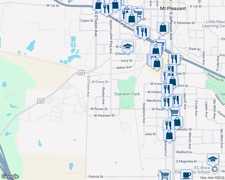 map of restaurants, bars, coffee shops, grocery stores, and more near 1107 Martin Luther King Avenue in Mount Pleasant