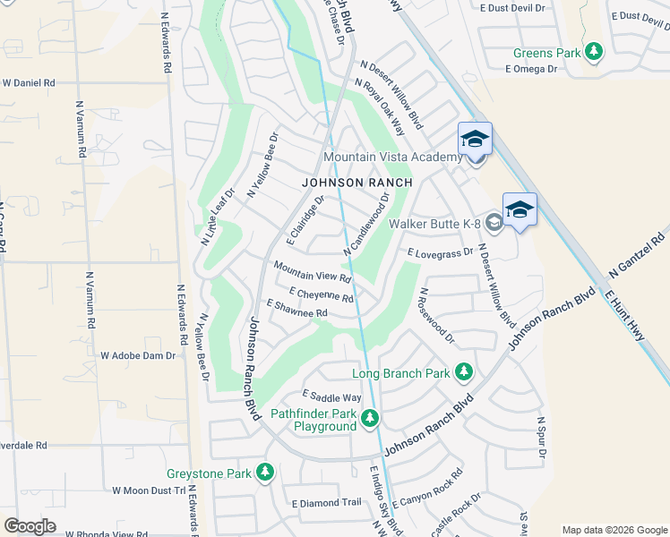 map of restaurants, bars, coffee shops, grocery stores, and more near 398 East Mountain View Road in Queen Creek