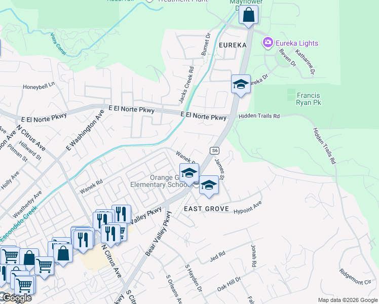 map of restaurants, bars, coffee shops, grocery stores, and more near 854 Socin Court in Escondido