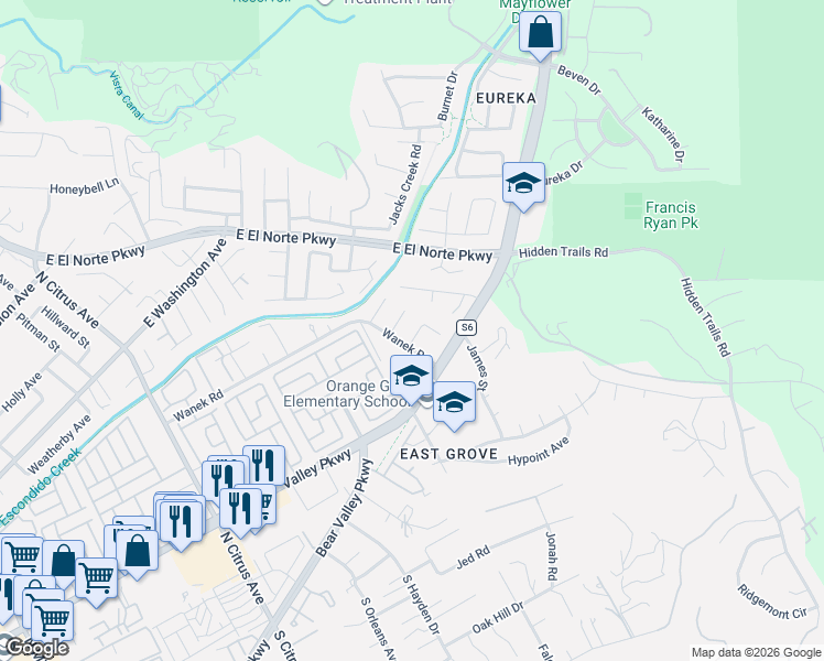 map of restaurants, bars, coffee shops, grocery stores, and more near 854 Socin Court in Escondido