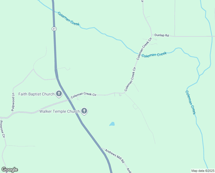 map of restaurants, bars, coffee shops, grocery stores, and more near 353 Coleman Creek Circle in Luthersville