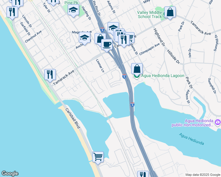 map of restaurants, bars, coffee shops, grocery stores, and more near 809 Kalpati Circle in Carlsbad