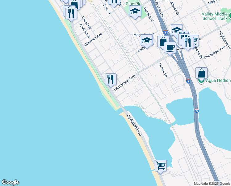 map of restaurants, bars, coffee shops, grocery stores, and more near in Carlsbad