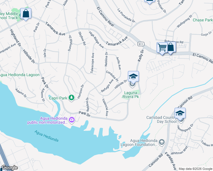 map of restaurants, bars, coffee shops, grocery stores, and more near 4814 Refugio Avenue in Carlsbad