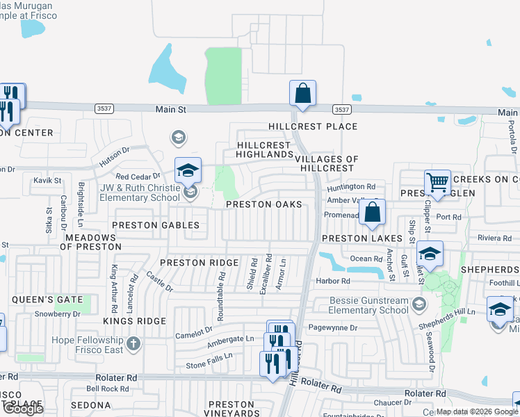 map of restaurants, bars, coffee shops, grocery stores, and more near 8204 Rincon Street in Frisco