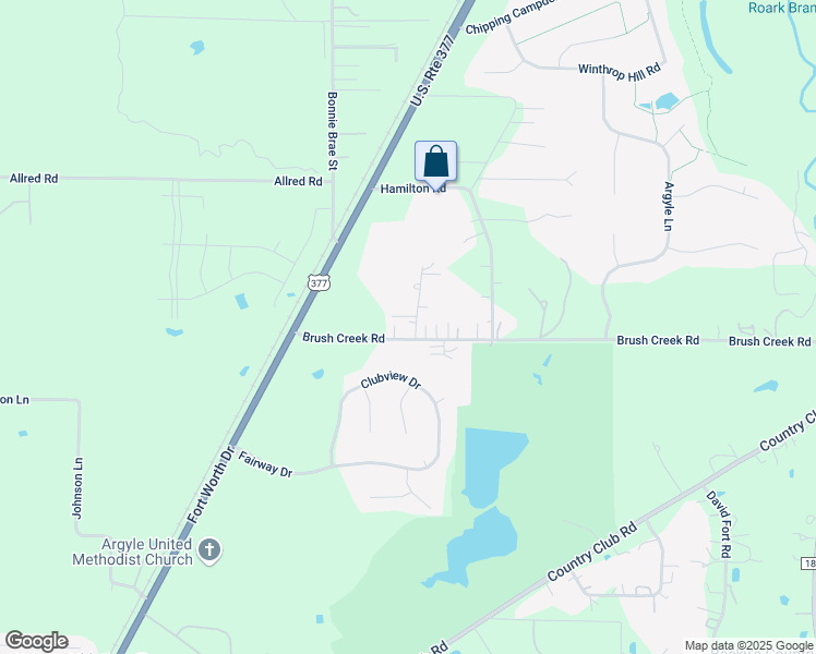 map of restaurants, bars, coffee shops, grocery stores, and more near 920 Brush Creek Road in Argyle
