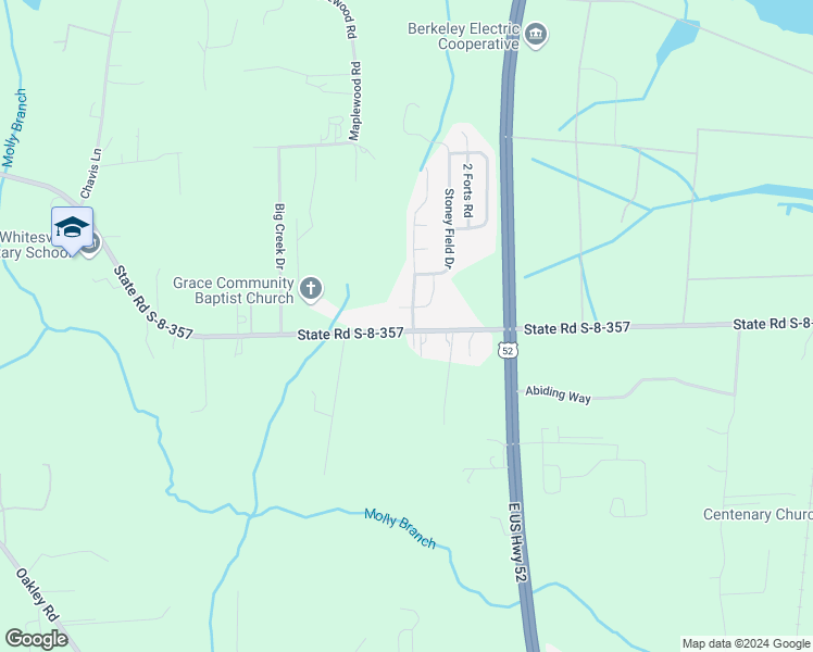 map of restaurants, bars, coffee shops, grocery stores, and more near 101 Stoney Creek Way in Moncks Corner