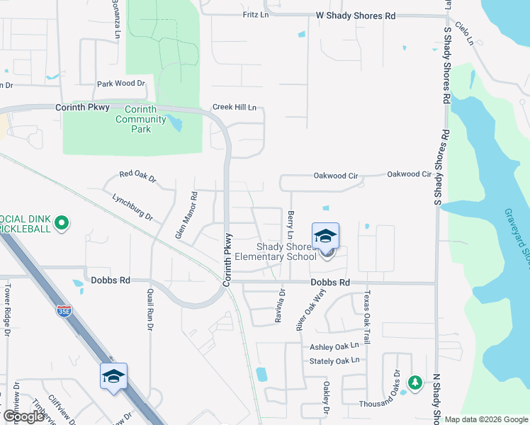 map of restaurants, bars, coffee shops, grocery stores, and more near 4404 Grassy Glen Drive in Corinth