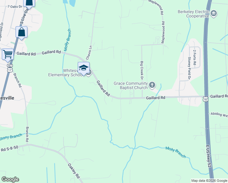 map of restaurants, bars, coffee shops, grocery stores, and more near 409 State Road S-8-357 in Moncks Corner