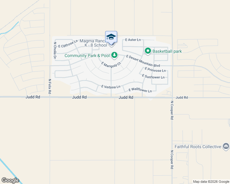 map of restaurants, bars, coffee shops, grocery stores, and more near 11077 East Verbina Lane in Florence