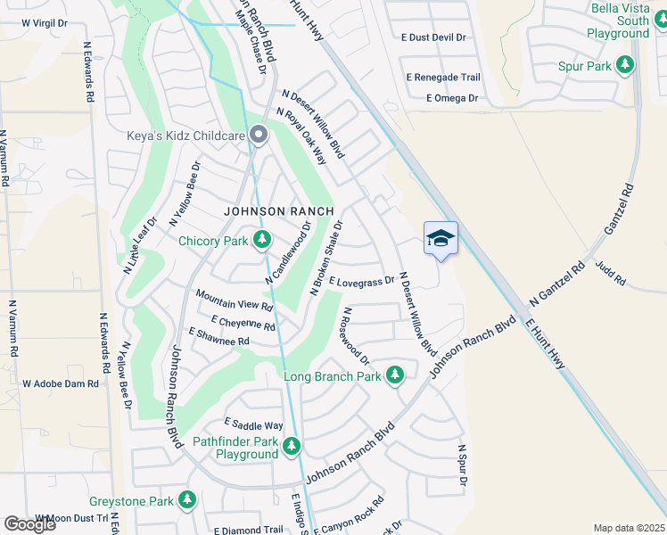 map of restaurants, bars, coffee shops, grocery stores, and more near 687 East Beargrass Place in Queen Creek