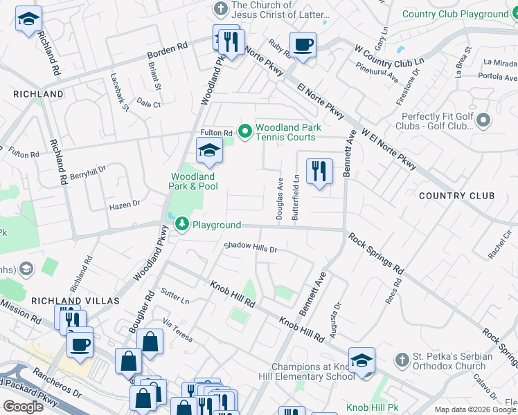 map of restaurants, bars, coffee shops, grocery stores, and more near 1352 Orlando Street in San Marcos