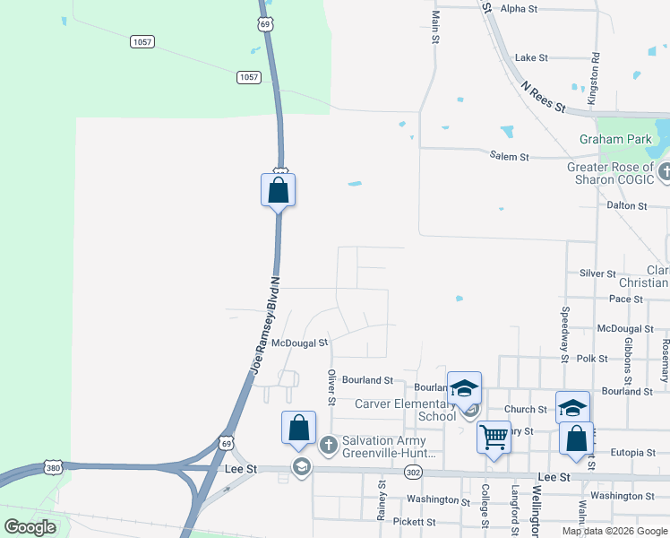 map of restaurants, bars, coffee shops, grocery stores, and more near 1429 Reed Street in Greenville