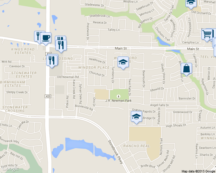 map of restaurants, bars, coffee shops, grocery stores, and more near 8402 Kingston Lane in Frisco