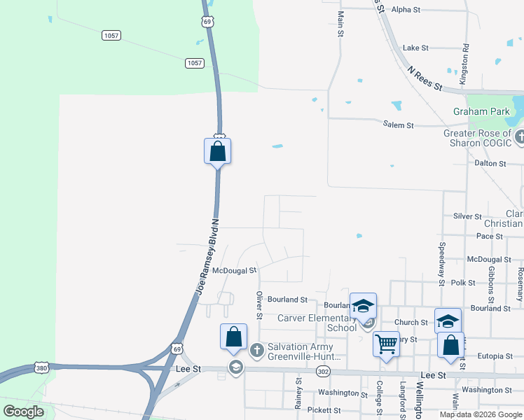 map of restaurants, bars, coffee shops, grocery stores, and more near 1429 Reed Street in Greenville