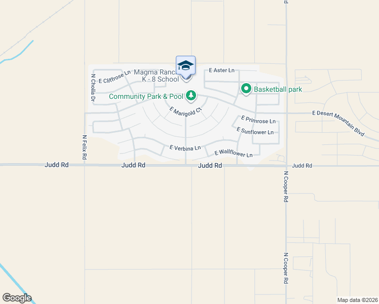map of restaurants, bars, coffee shops, grocery stores, and more near 11077 East Verbina Lane in Florence