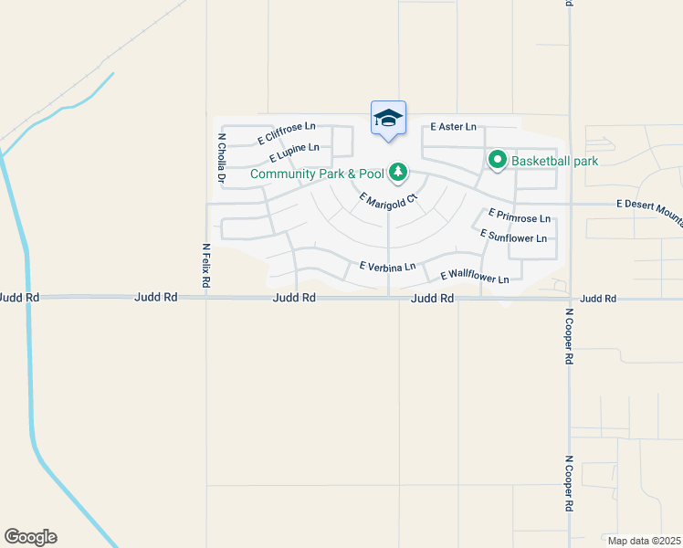 map of restaurants, bars, coffee shops, grocery stores, and more near 10756 East Wallflower Lane in Florence
