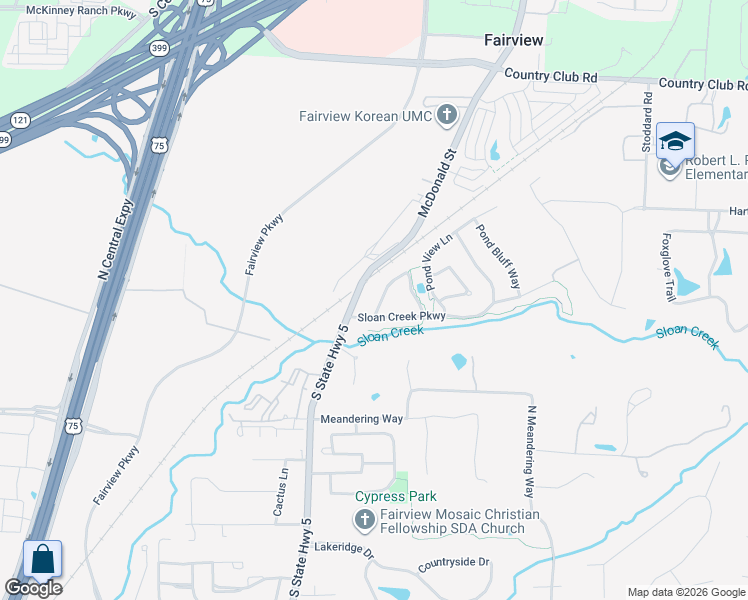 map of restaurants, bars, coffee shops, grocery stores, and more near 5145 Stream Crest Way in Fairview