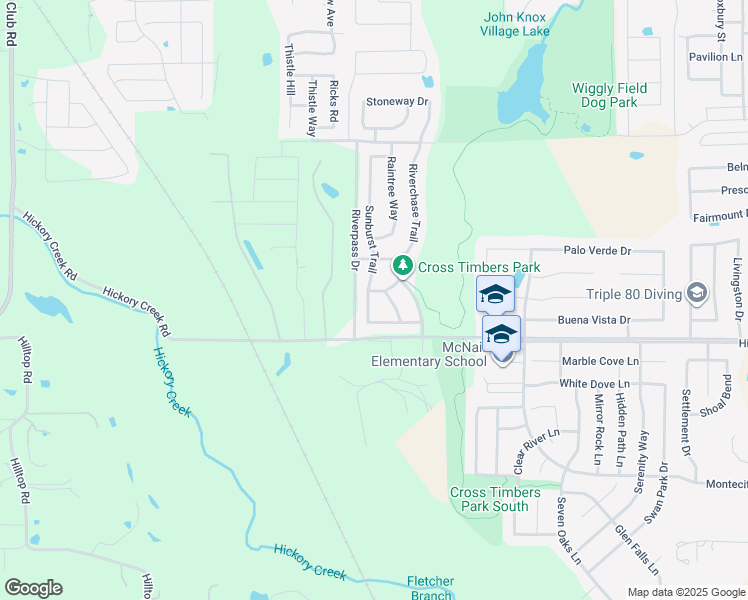 map of restaurants, bars, coffee shops, grocery stores, and more near 7605 Sunburst Trail in Denton