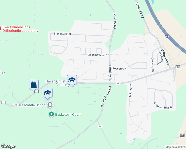map of restaurants, bars, coffee shops, grocery stores, and more near 309 Waterstone Cove in Calera