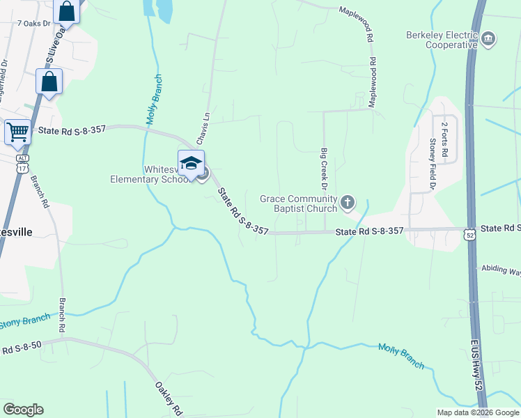 map of restaurants, bars, coffee shops, grocery stores, and more near 409 State Road S-8-357 in Moncks Corner