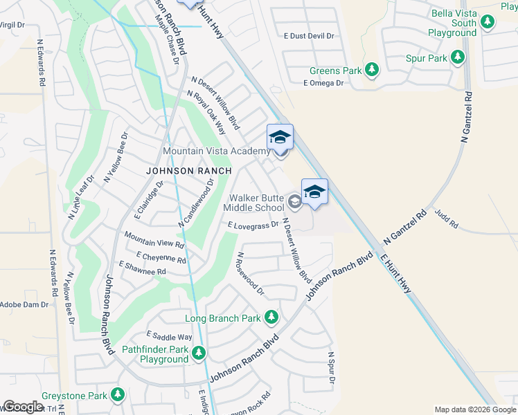 map of restaurants, bars, coffee shops, grocery stores, and more near 808 East Beargrass Place in San Tan Valley