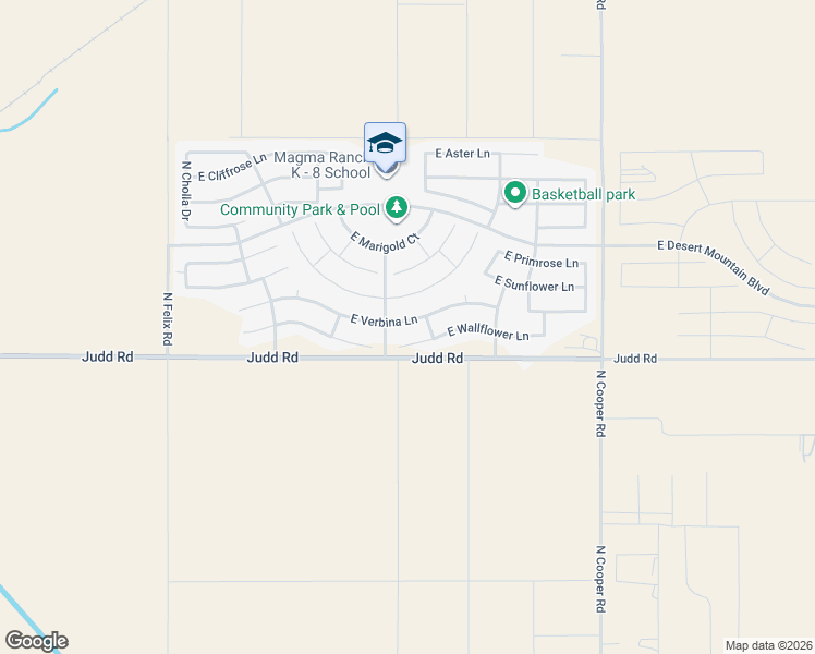 map of restaurants, bars, coffee shops, grocery stores, and more near 11077 East Verbina Lane in Florence