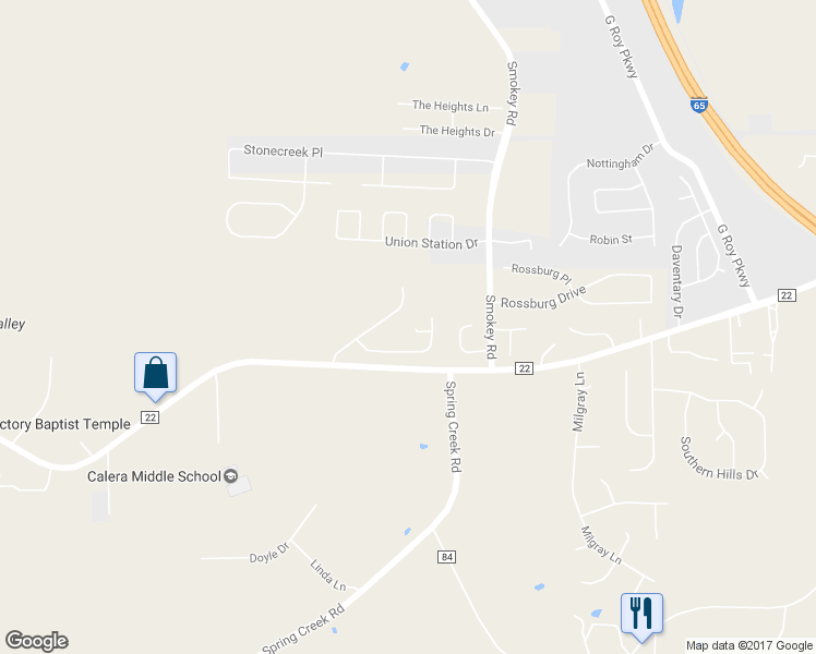 map of restaurants, bars, coffee shops, grocery stores, and more near 408 Waterstone Cove in Montevallo