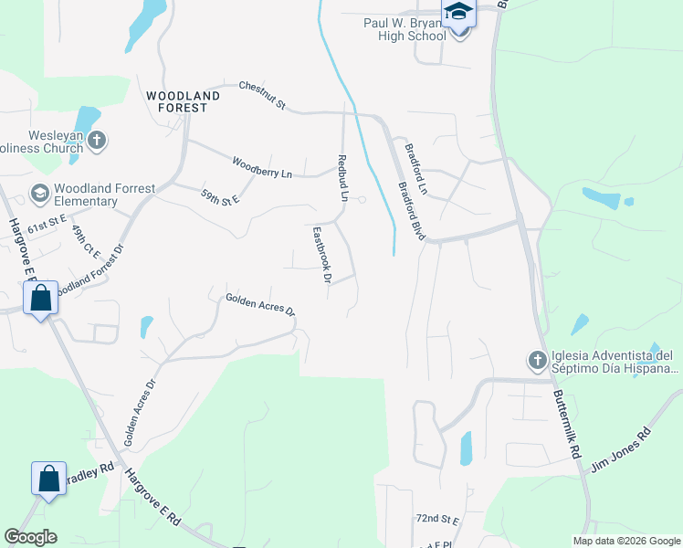 map of restaurants, bars, coffee shops, grocery stores, and more near 5734 Sweetbrier Lane in Tuscaloosa