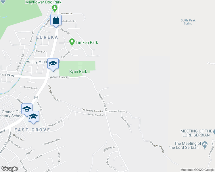 map of restaurants, bars, coffee shops, grocery stores, and more near 3258 Meadow Side Place in Escondido