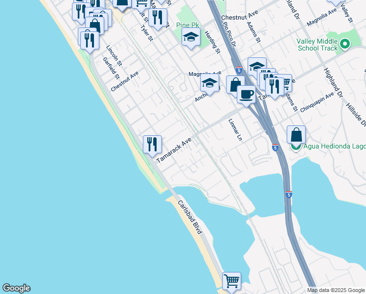 map of restaurants, bars, coffee shops, grocery stores, and more near in Carlsbad