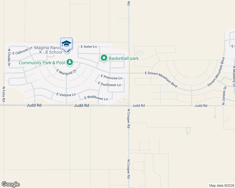 map of restaurants, bars, coffee shops, grocery stores, and more near 11619 East Verbina Lane in Florence