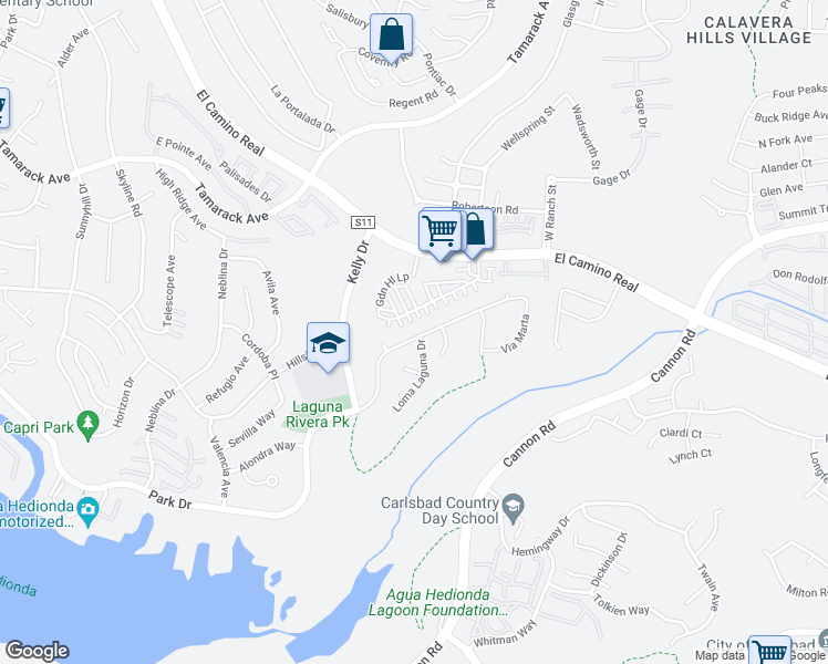map of restaurants, bars, coffee shops, grocery stores, and more near 4930 Park Drive in Carlsbad