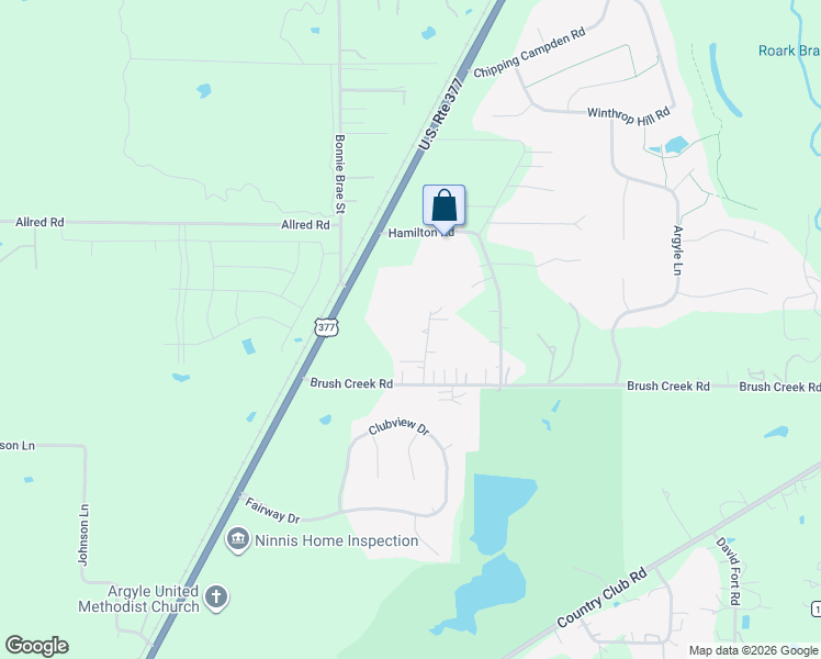map of restaurants, bars, coffee shops, grocery stores, and more near 4951 Kiowa Trail in Argyle