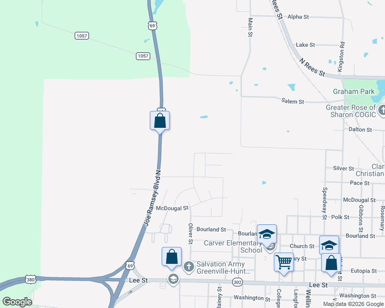 map of restaurants, bars, coffee shops, grocery stores, and more near 1429 Reed Street in Greenville