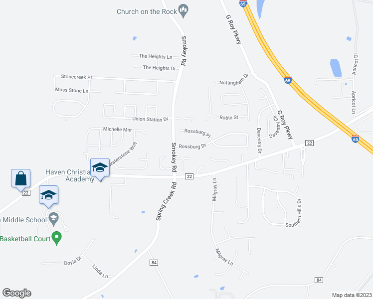 map of restaurants, bars, coffee shops, grocery stores, and more near 116 Rossburg Drive in Calera
