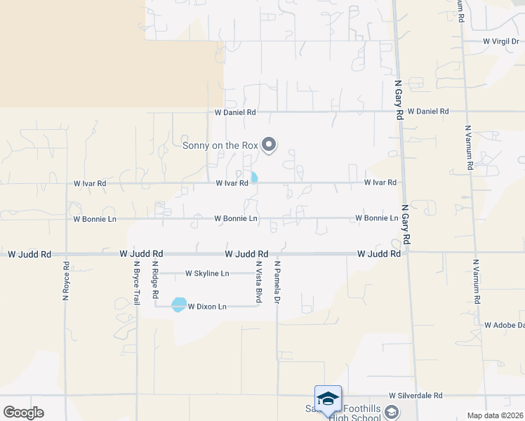 map of restaurants, bars, coffee shops, grocery stores, and more near 1956 West Bonnie Lane in Queen Creek