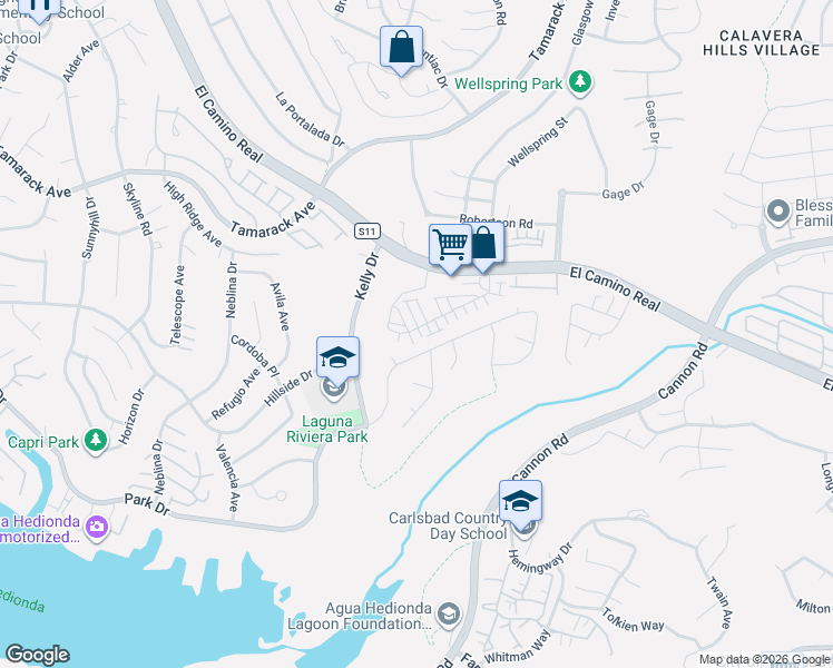map of restaurants, bars, coffee shops, grocery stores, and more near 2639 Oxalis Way in Carlsbad